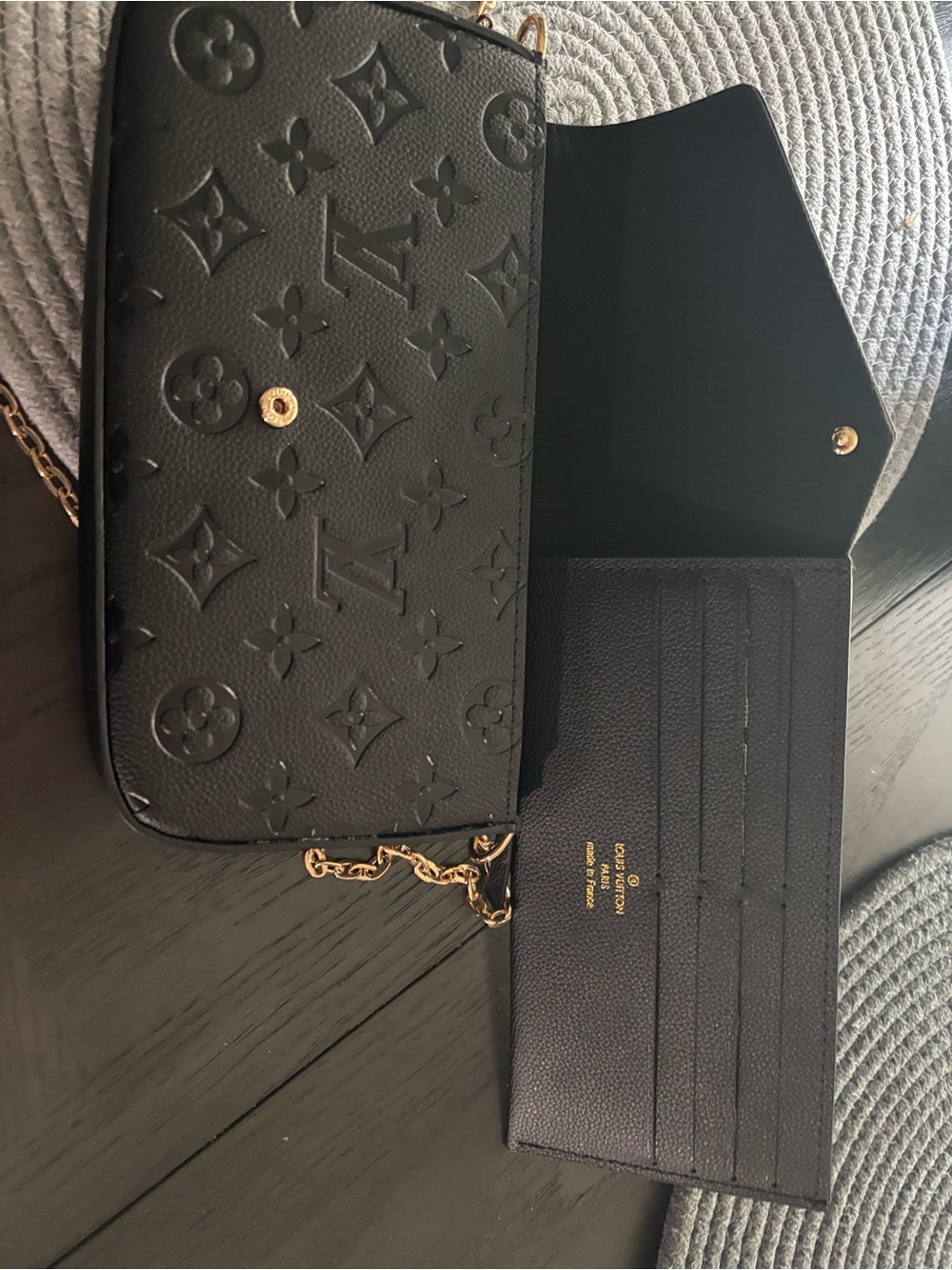 Black Women's Leather Crossbody Bag with Gold Hardware